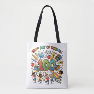 100th Day of School Colorful Celebration Design – Tote Bag