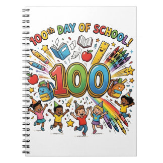 100th Day of School Colourful Celebration Design – Notebook