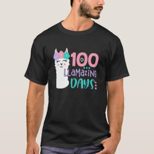 100th Day Of School Colourful Llama Happy 100 Llam T-Shirt
