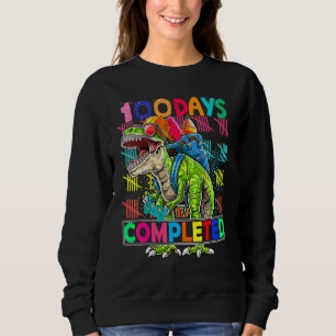 100th Day Of School Completed Gaming Dinosaur Back Sweatshirt