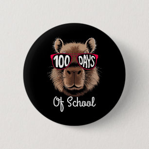 100th Day Of School Cool Capybara 100 Days Smarter 6 Cm Round Badge