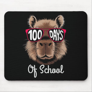 100th Day Of School Cool Capybara 100 Days Smarter Mouse Pad