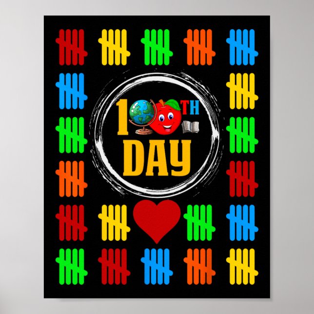 100th Day Of School Counting Tally Marks 100 Days  Poster (Front)