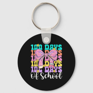 100th Day Of School Cute Pencil Coquette Bow Teach Key Ring