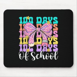 100th Day Of School Cute Pencil Coquette Bow Teach Mouse Pad