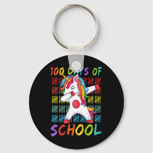 100th Day of School Dabbing Unicorn 100 Magical Da Key Ring