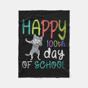 100th Day Of School Dabbing Wolf 100 Days Of Schoo Fleece Blanket