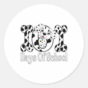 100th Day Of School Dalmatian Dog 100 Days Of Scho Classic Round Sticker