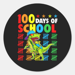 100th Day Of School Dino Kids Happy 100 Days Dinos Classic Round Sticker