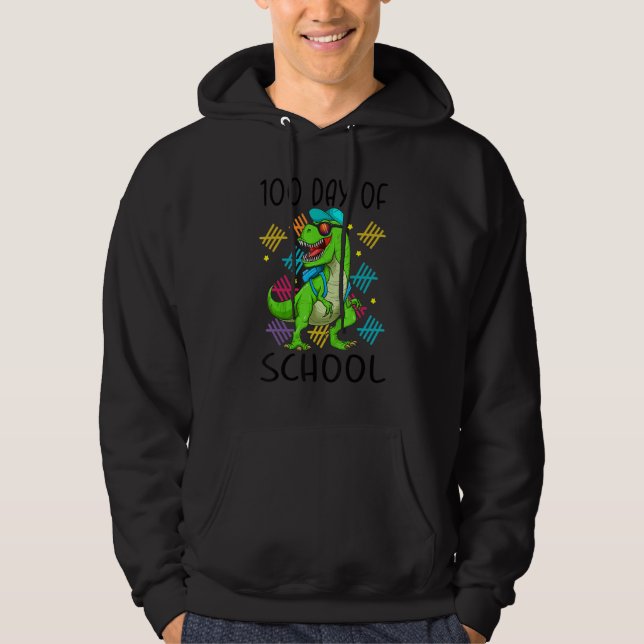 100th Day of School Dino Kids Happy 100 Days Dinos Hoodie (Front)