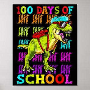 100th Day Of School Dino Kids Happy 100 Days Dinos Poster