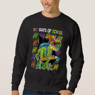 100th Day Of School Dinosaur Rex Dino   Boys Kids Sweatshirt