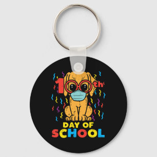 100th Day Of School Dog In Mask 100 Days Quarantin Key Ring