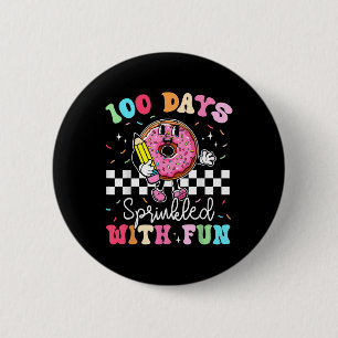 100th Day Of School Doughnut 100 Days Sprinkled Wi 6 Cm Round Badge