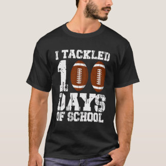 100Th Day Of School Football Pupil I Tackled 100 D T-Shirt
