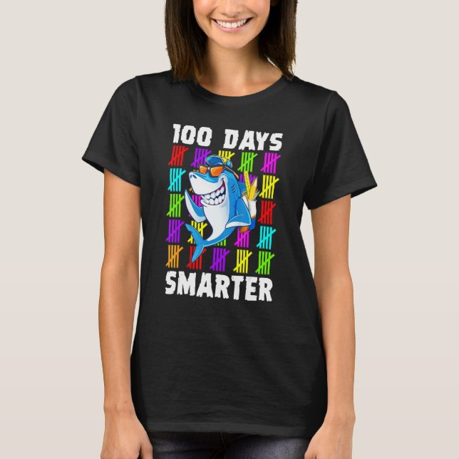 100th Day Of School  For Toddlers Kid  Shark T-Shirt (Front)