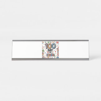 100th Day of School Fun T-Shirt | Colorful Kids & Desk Name Plate