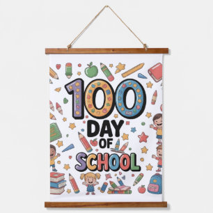 100th Day of School Fun T-Shirt Colorful Kids & Hanging Tapestry