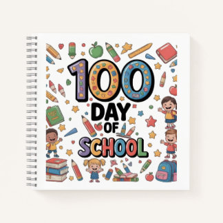 100th Day of School Fun T-Shirt | Colourful Kids & Notebook