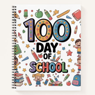 100th Day of School Fun T-Shirt | Colourful Kids & Notebook