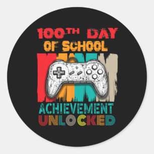 100th Day Of School Gamer Achievement Unlocked Vid Classic Round Sticker