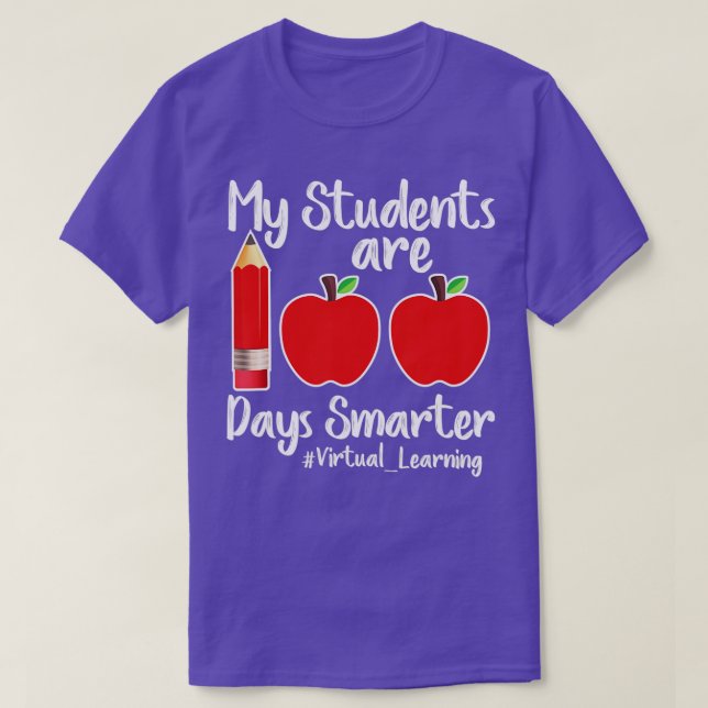 100th Day Of School Gift for Teacher Virtual Learn T-Shirt (Design Front)