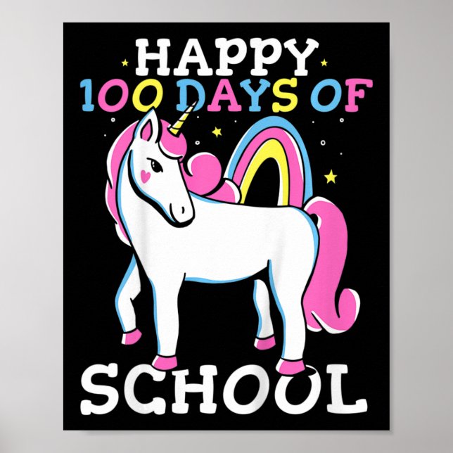 100th Day Of School Girls Happy 100 Days Of School Poster (Front)