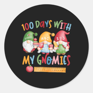 100th Day Of School Gnome 100 Days With My Gnomies Classic Round Sticker