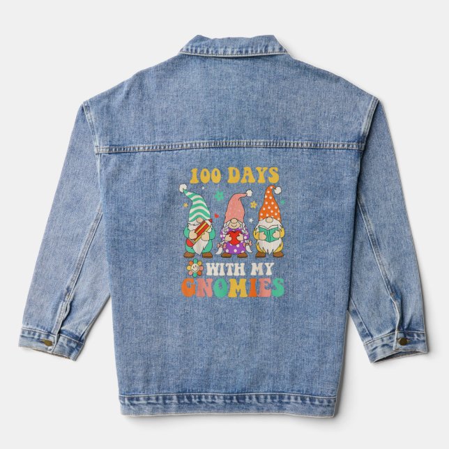 100th Day Of School Gnome Costume For Women Men Ki Denim Jacket (Back)