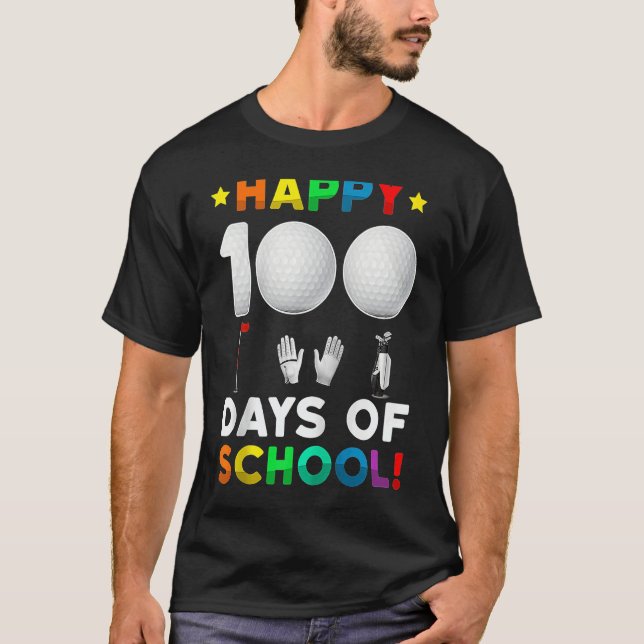 100th Day Of School Golf  100 Days Of School Boys  T-Shirt (Front)