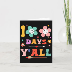 100th Day Of School Groovy 100 Days Y'all Teacher Card