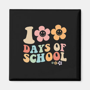 100th day of school groovy vintage design for stud magnet