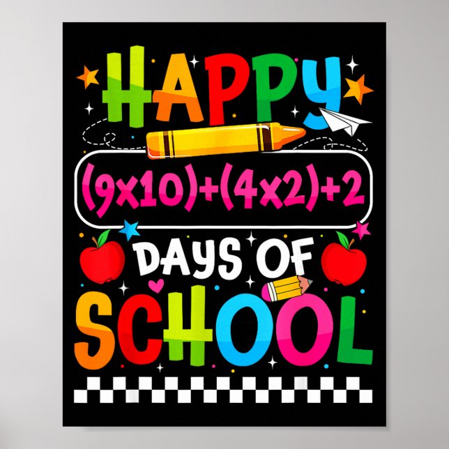 100th Day Of School Happy 100 Days Math Equation T Poster (Front)