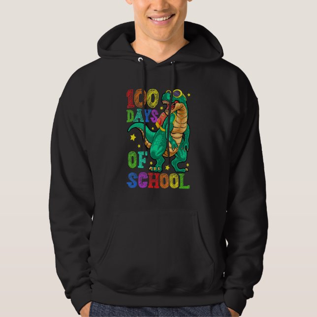 100th Day Of School Happy 100 Days Of School Dinos Hoodie (Front)