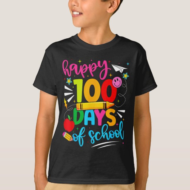 100th Day Of School Happy 100 Days Teachers Boy Gi T-Shirt (Front)