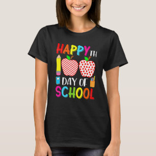 100th Day Of School Hearts Stripes Teacher And Stu T-Shirt