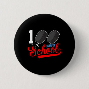 100th Day Of School Hockey 100 Days Of School Spor 6 Cm Round Badge