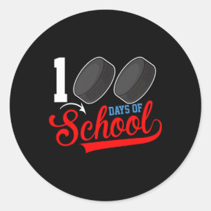 100th Day Of School Hockey 100 Days Of School Spor Classic Round Sticker