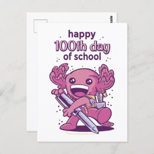 100th day of school invitation postcard