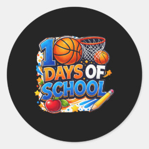 100th Day Of School Kid Bysketbyll 100th Days Of S Classic Round Sticker