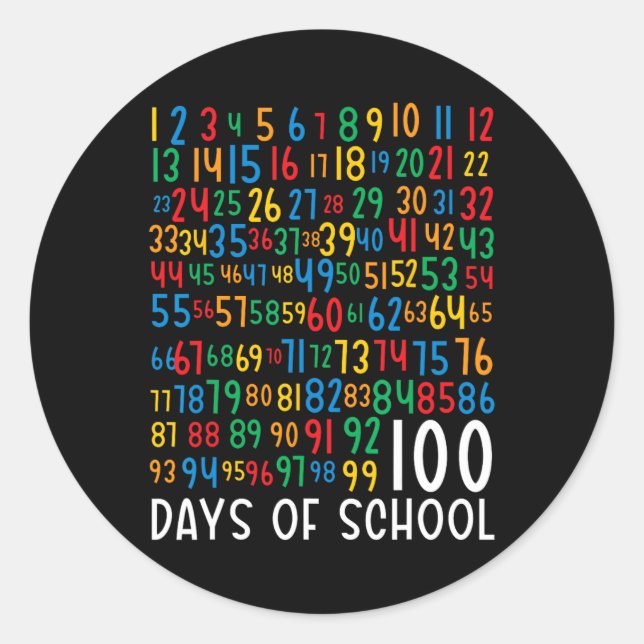 100th Day Of School Kids 100 Days Learning Math Nu Classic Round Sticker (Front)