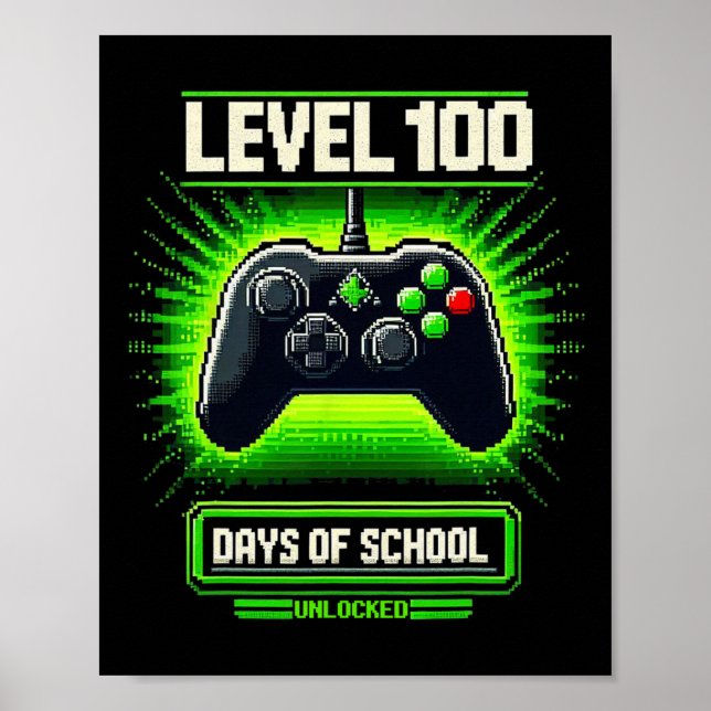 100th Day Of School Kids Video Games Boy Gamer 1  Poster (Front)
