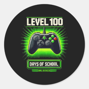 100th Day Of School Kids Video Games Boy Gamer Classic Round Sticker