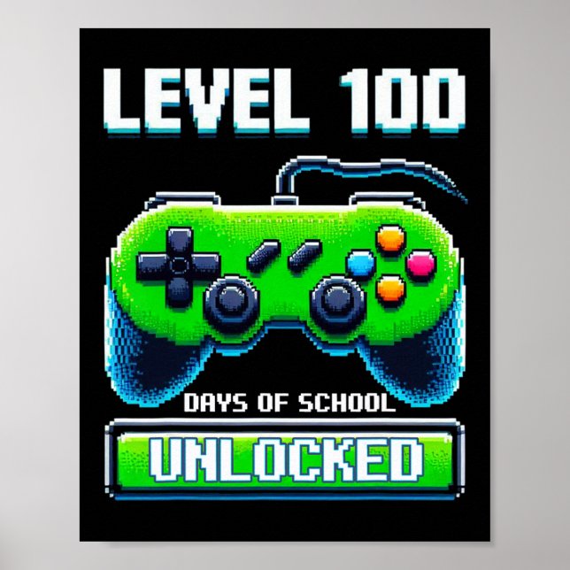100th Day Of School Kids Video Games Boy Gamer  Poster (Front)
