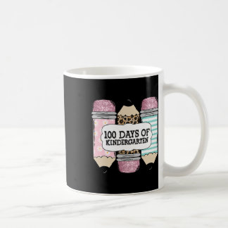 100th Day Of School Kindergarten Leopard Pencil Te Coffee Mug