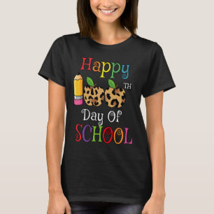 100th Day Of School Leopard Print Teacher Student  T-Shirt