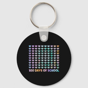 100th Day Of School Leopard Rainbow 100 Days Smart Key Ring
