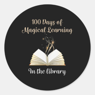 100th Day Of School Magical Library Learning Adven Classic Round Sticker