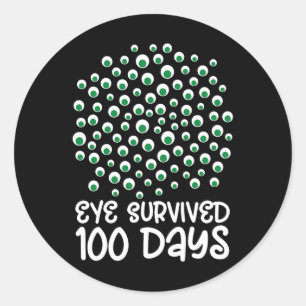 100th Day Of School Monster Googly Eye Survived 10 Classic Round Sticker