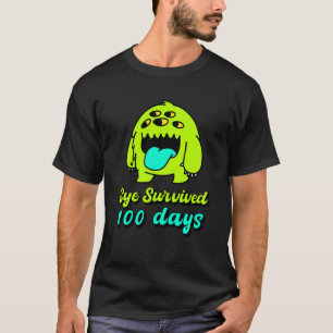 100th Day of School Monster Kids Eye Survived 100 T-Shirt